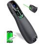 Wireless Presentation Remote, RF 2.4Ghz USB Rechargeable Powerpoint Presenter Clicker Remote Control Pointer for Mac/PC (Green)……