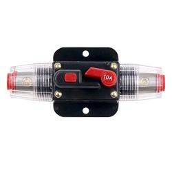 JIAKUPA 12V-24V DC 10A Fuse Holder Fuse Inverter with Manual Reset for Car Audio, Stereo Switch and Solar Inverter System