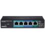 TRENDnet 5-Port Gigabit PoE+ Powered EdgeSmart Switch with PoE Pass Through, TPE-P521ES, 1 x Gigabit PoE+ Input, 2 x Gigabit PoE Output, 2 x Gigabit, 18W PoE Budget, Managed Switch, Wall-Mountable
