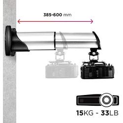 Duronic Projector Mount PB10XM (Silver) | Extendable Telescopic Bracket Arm Fixing for Wall | 33lbs Capacity | Universal | Heavy Duty | Fittings Included | Rotate 360 °, Swivel 180 °, Tilt 60°