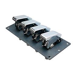 MGI SpeedWare Black 4 Toggle Switch Panel, Powder Coat Steel, Safety Flip Covers (Chrome)