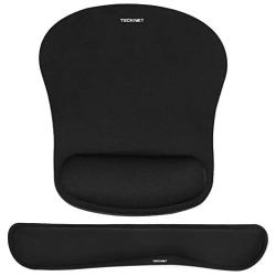 TeckNet Keyboard Wrist Rest and Mouse Pad with Wrist Support, Memory Foam Set for Computer/Laptop/Mac, Lightweight for Easy Typing & Pain Relief Ergonomic Mousepad (Black)