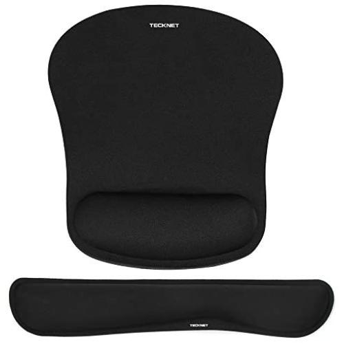 TeckNet Keyboard Wrist Rest and Mouse Pad with Wrist Support, Memory Foam Set for Computer/Laptop/Mac, Lightweight for Easy Typing & Pain Relief Ergonomic Mousepad (Black)