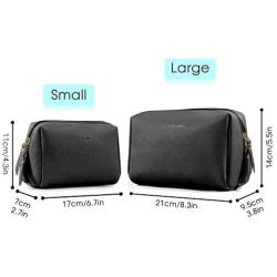 Large Vegan Leather Makeup Bag for Purse Travel Makeup Pouch Mini Cosmetic Bag for Women Girls