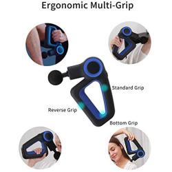 Percussion Muscle Massage Gun Deep Tissue Therapy for Athlethes Pain Relief - Professional Ultra-Quiet Handheld Cordless Body Massager with 9 Vibration Speed,4 Massage Heads for Back Relaxation(Gray)