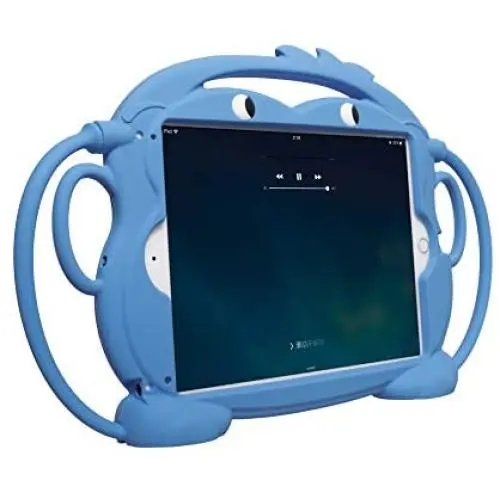 CHINFAI Kids Case for iPad 2017/2018 [Double-Faced Monkey Series] Shock Proof Handle Stand Silicone Protective Cover for 9.7 inch iPad Pro/Air/Air2/5th/6th Tablet (Blue)