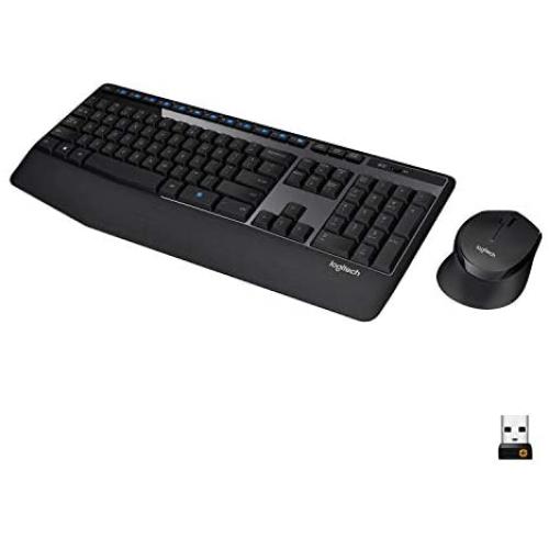 Logitech MK345 Wireless Combo Full-Sized Keyboard with Palm Rest and Comfortable Right-Handed Mouse - Black