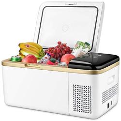 19 Quart Portable Refrigerator Freezer Compact Car Fridge Electric Cooler Chest Freezer for Truck,RV,Boat,Van,Trailer Car Use Only 12/24V DC,Cooling from 68°F to -13°F(White)