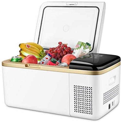 19 Quart Portable Refrigerator Freezer Compact Car Fridge Electric Cooler Chest Freezer for Truck,RV,Boat,Van,Trailer Car Use Only 12/24V DC,Cooling from 68°F to -13°F(White)