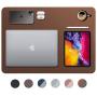 Leather Desk Pad 24'' x 17'', Vine Creations Office Desk Mat Waterproof Brown/Dark Gray, Smooth PU Leather Mouse Pad and Writing Surface, Top of Desks Protector, Dual-Sided Blotter Decor