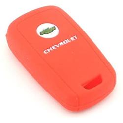 iSaddle Silicone Protecting Vehicle Remote Start Key Case Cover Fob Holder for Chevrolet Camaro Cruze Equinox Malibu Orlando Sonic (Red Color)