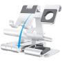 Foldable Apple Watch Stand - OMOTON Portable Aluminum 2 in 1 Charging Stand Holder Dock for Nightstand, Designed for Apple Watch, Compatible with All iPhone and Android Phones, Silver