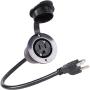 15A Weatherproof Outdoor Power Outlet by Journeyman-Pro 15 Amp 125 Volt NEMA 5-15R Receptacle Kit with Integrated 20'' Extension Cord + Waterproof Rubber Cover (GCR1-BLACK)