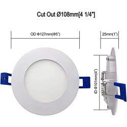 JULLISON LED 12 Packs 4 Inch Recessed Low Profile Slim Panel Light with Junction Box, IC Rated Air Tight, 120VAC, 9W, 550 Lumens, 5000K Daylight White, CRI80+, Dimmable, Damp, ETL + Energy Star