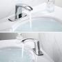 Touchless Bathroom Sink Faucet Automatic Sensor, Brass, Motion Hands Free Bathroom Fixture Vanity Water Tap, with Temperature Control Mixer,3/8'' 1/2'' Adapter, 3 Hoses, Fashion, Chrome Plating