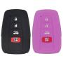LemSa 2Pcs Silicone Keyless Entry Remote Car Smart Key Fob for Toyota Camry C-HR Prius 2017 2018 2019 RAV4 XLE Hybrid XSE Avalon Corolla HYQ14FBC, Black Pruple