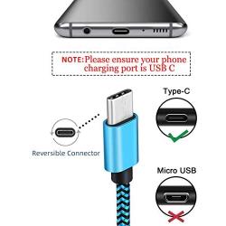 Type C Cable Fast USB C Charging 6FT 3Pack Power Cord Braided Phone Charger for Samsung Galaxy A10e A11 A20 A21 A51 A50 A71 A01 S10 S21 S20 FE Note 20, Moto G Power Stylus G7 G6 Z4, LG K51 Stylo4 5 6