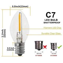 Emitting Shatterproof & Waterproof C7 Replacement LED Light Bulbs – 0.6W Equivalent to 7W, White Warm 2700K Outdoor String Lights , E12 Base Edison LED Night Light Bulbs (C7-25PACK)