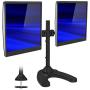 Mount-It! Free Standing Dual Monitor Stand | Double Arm Desk Mount Fits Two x 21 24 27 Inch Computer Screens | 2 Heavy Duty Full Motion Adjustable Arms | VESA 75 100 Compatible | Grommet Base Included
