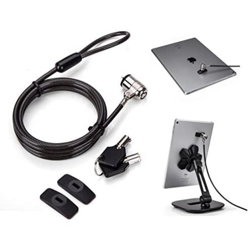 AboveTEK Laptop Lock, Tablet Lock Security Cable, 2 Keys Durable Steel iPad Locking Kit w/Adhesive Anchors, Anti Theft Hardware Protection for iPhone Mobile Notebook Computer Monitor Mac Book Laptop