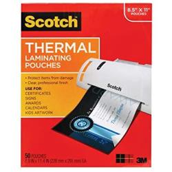 Thermal Laminating Pouches, 3 mil Thick, 50-Pack, Clear, (8.9 x 11.4-Inches)