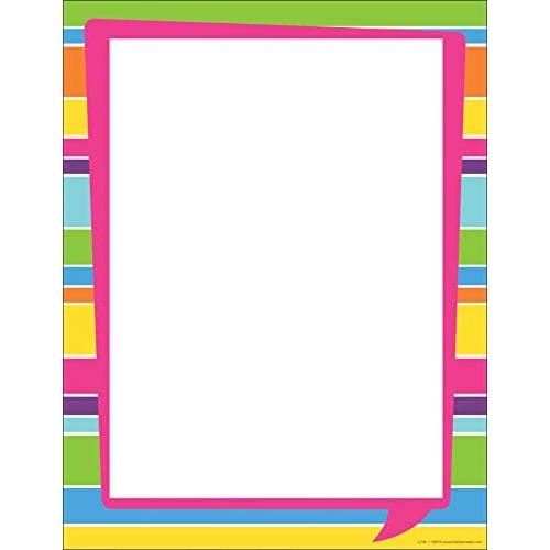 Barker Creek Designer Computer Paper, Happy Bright Stripe, 8.5” x 11”, Decorative Printer Paper, Stationery, 50 Sheets per Pkg, Home, School and Office Supplies (745)