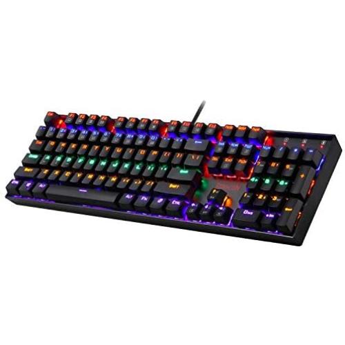 Redragon K551 Mechanical Gaming Keyboard RGB LED Rainbow Backlit Wired Keyboard with Red Switches for Windows Gaming PC (104 Keys, Black)