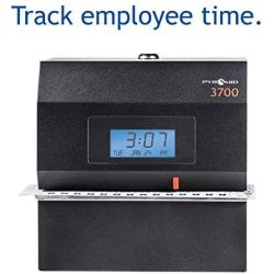 Pyramid Time Systems 3700 Heavy Duty Steel Time Clock and Document Stamp, Prints employee time & up to 14 pre-programmed messages, Made in the USA, Black