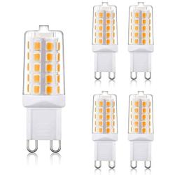 G9 LED Bulb 4W, 40 Watt T4 G9 Base Halogen Equivalent, 2700K Soft Warm White, 120V No-Flicker, Chandelier Lighting Non-Dimmable 450LM (5 Pack) by BAOMING