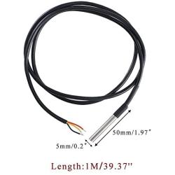 HiLetgo 5pcs DS18B20 Temperature Sensor Temperature Probe Stainless Steel Package Waterproof 1M
