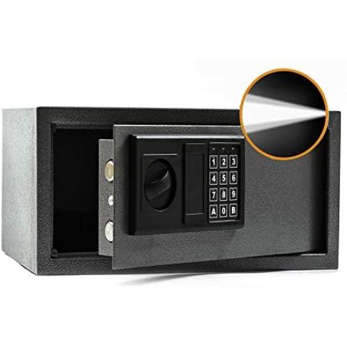 Sdstone Safe Box with Induction Light,Electronic Digital Securit Safe Steel， for Home Office Hotel BusinessGun Passport Cash,0.4 Cubic Feet