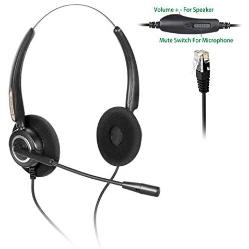 Volume+Mute for Microphone +Corded RJ9 Phone Headset Binaural with Noise Canceling Microphone ONLY for Cisco IP Phones: Such as 6941 7942 7971 8841,8845, 8851, 8861,8945, 8961, 9951, 9971 etc