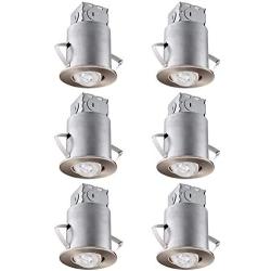 TORCHSTAR Gimbal Recessed Lighting Kit, 3 Inch Air Tight IC Rated Housing, Satin Nickel Trim, LED Dimmable GU10 Bulb, ETL Listed, 2700K Soft White, Adjustable Downlight, Pack of 6