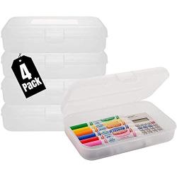 1InTheoffice Pencil Box, Translucent Clear (4 Pack)