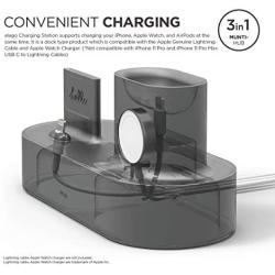 elago 3 in 1 Apple Charging Station Compatible with Apple Watch Series 6/SE/5/4/3/2/1, Apple AirPods 2/1, iPhone 11 and All iPhone Models [Original Cables Required] (Dark Grey)