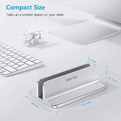 Vertical Laptop Stand [Adjustable Size], OMOTON Desktop Aluminum MacBook Stand with Adjustable Dock Size, Fits All MacBook, Surface, Chromebook and Gaming Laptops (Up to 17.3 inch), Silver