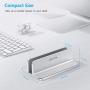 Vertical Laptop Stand [Adjustable Size], OMOTON Desktop Aluminum MacBook Stand with Adjustable Dock Size, Fits All MacBook, Surface, Chromebook and Gaming Laptops (Up to 17.3 inch), Silver