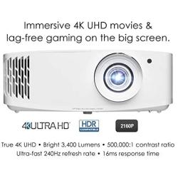 Optoma UHD50X True 4K UHD Projector for Movies & Gaming | 240Hz Refresh Rate | Lowest Input Lag on 4K Projector | Enhanced Gaming Mode 16ms Response Time | HDR10 & HLG Compatibility | 3400 lumens