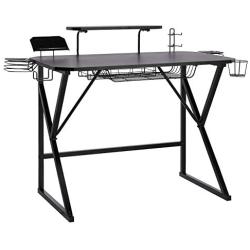 Amazon Basics Gaming Computer Desk with Storage for Controller, Headphone & Speaker - Black