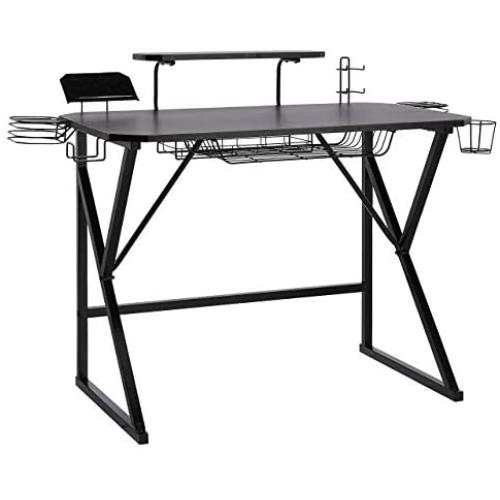 Amazon Basics Gaming Computer Desk with Storage for Controller, Headphone & Speaker - Black