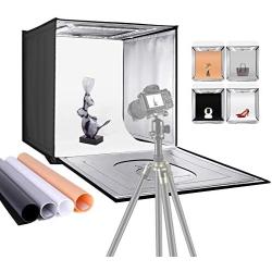 Neewer Photo Studio Light Box 20 inches/50cm Shooting Light Tent Adjustable Brightness Foldable Portable Professional Booth Table Top Photography Lighting Kit 80 LED Lights 4 Colors Backdrops