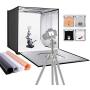 Neewer Photo Studio Light Box 20 inches/50cm Shooting Light Tent Adjustable Brightness Foldable Portable Professional Booth Table Top Photography Lighting Kit 80 LED Lights 4 Colors Backdrops