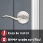 Tustin Keyed Entry Lever with Microban Antimicrobial Protection featuring SmartKey Security in Satin Nickel