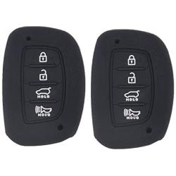 WEIBISS 2 Pack 4 Buttons Soft Silicone Rubber Remote Smart Key Fob Cover Case Protector Holder Jacket for Hyundai 2018 2017 2016 Tucson Elantra Sonata, Black
