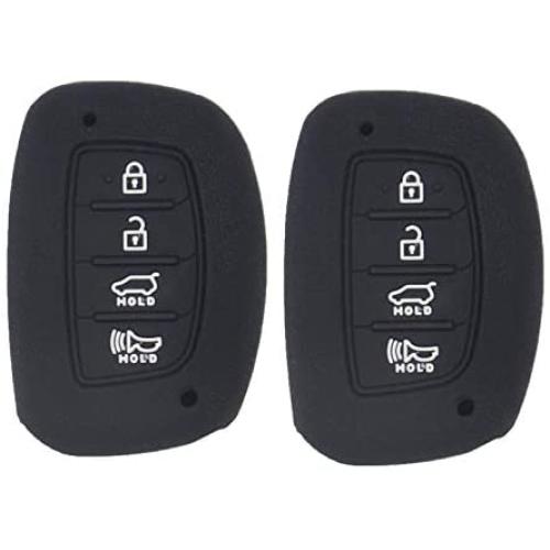 WEIBISS 2 Pack 4 Buttons Soft Silicone Rubber Remote Smart Key Fob Cover Case Protector Holder Jacket for Hyundai 2018 2017 2016 Tucson Elantra Sonata, Black