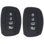 WEIBISS 2 Pack 4 Buttons Soft Silicone Rubber Remote Smart Key Fob Cover Case Protector Holder Jacket for Hyundai 2018 2017 2016 Tucson Elantra Sonata, Black