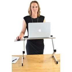 WorkEZ Cool Adjustable Laptop Cooling Stand & Lap Desk Tray for Bed Couch with 2 Fans 3 USB Ports Mouse Pad. Ergonomic aluminum height tilt angle macbook riser portable standing desk converter,Silver