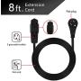 GE, Black, 8 ft Extension Cord, 3 Outlet, Flat Plug, Grounded, 16 Gauge, UL Listed, 56991, 1 Pack