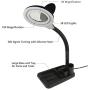Magnifying Glass Lamp with LED Light and Stand, 5X 10X Magnifier, Lightweight and Adjustable Table and Desk Lamp for Reading, Sewing, Crafts, Hobbies, Close Work, Color Black