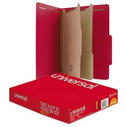 Universal 10303 Pressboard Classification Folders, Letter, Six-Section, Ruby Red, 10/Box